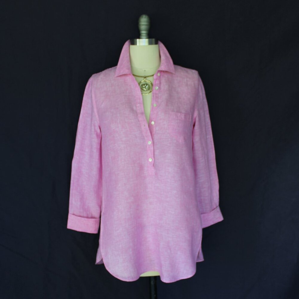 Lilly Pulitzer Sea View Marleigh Linen Button Down Shirt dress Top tunic blouse - Picture 6 of 9